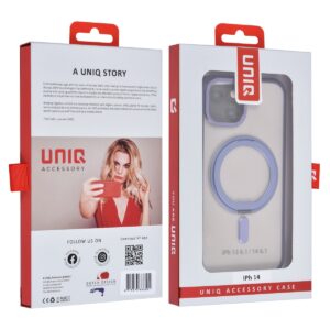 UNIQ Aksesuar iPhone 14 TPU Arka Kapak hoesje - Magsafe Uyumlu 360 Graden Draaibare Standaard - Paars